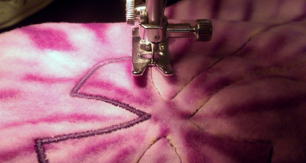 Photograph of stitching being done using a sewing machine