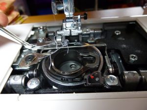 Electric sewing machine up close